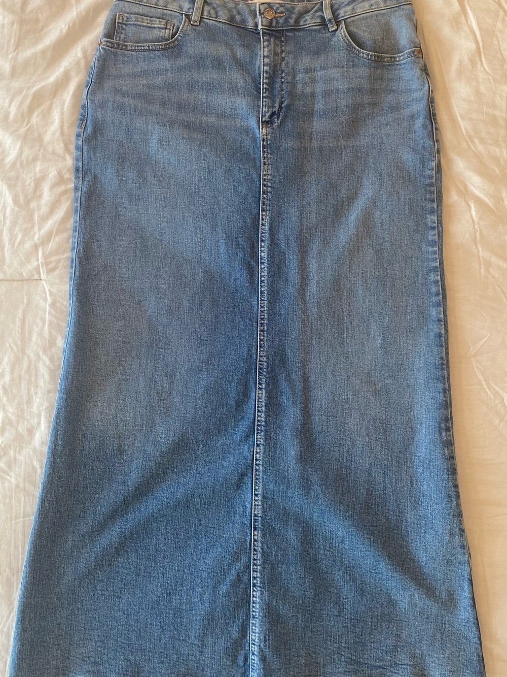 Denim Light Blue Denim Maxi Skirt